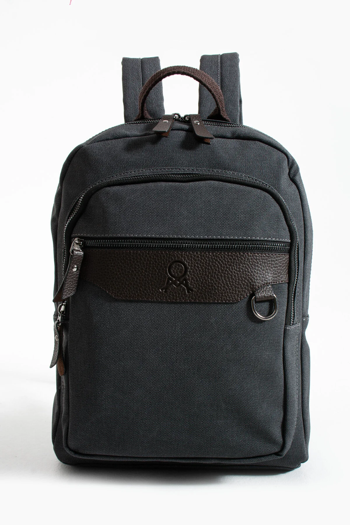 Premium Kanvas Kumaş Sırt Çantası Business Çanta 1.sınıf Kaliteli Kumaş Çanta - SİYAH-KAHVERENGİ
