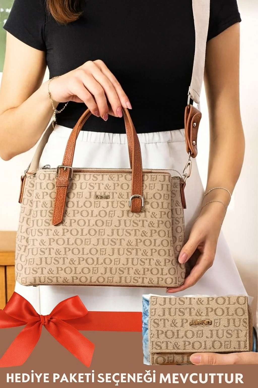 Çanta Cüzdan Kombin El Ve Omuz Çantası Çok Kullanışlı - VİZON-TABA