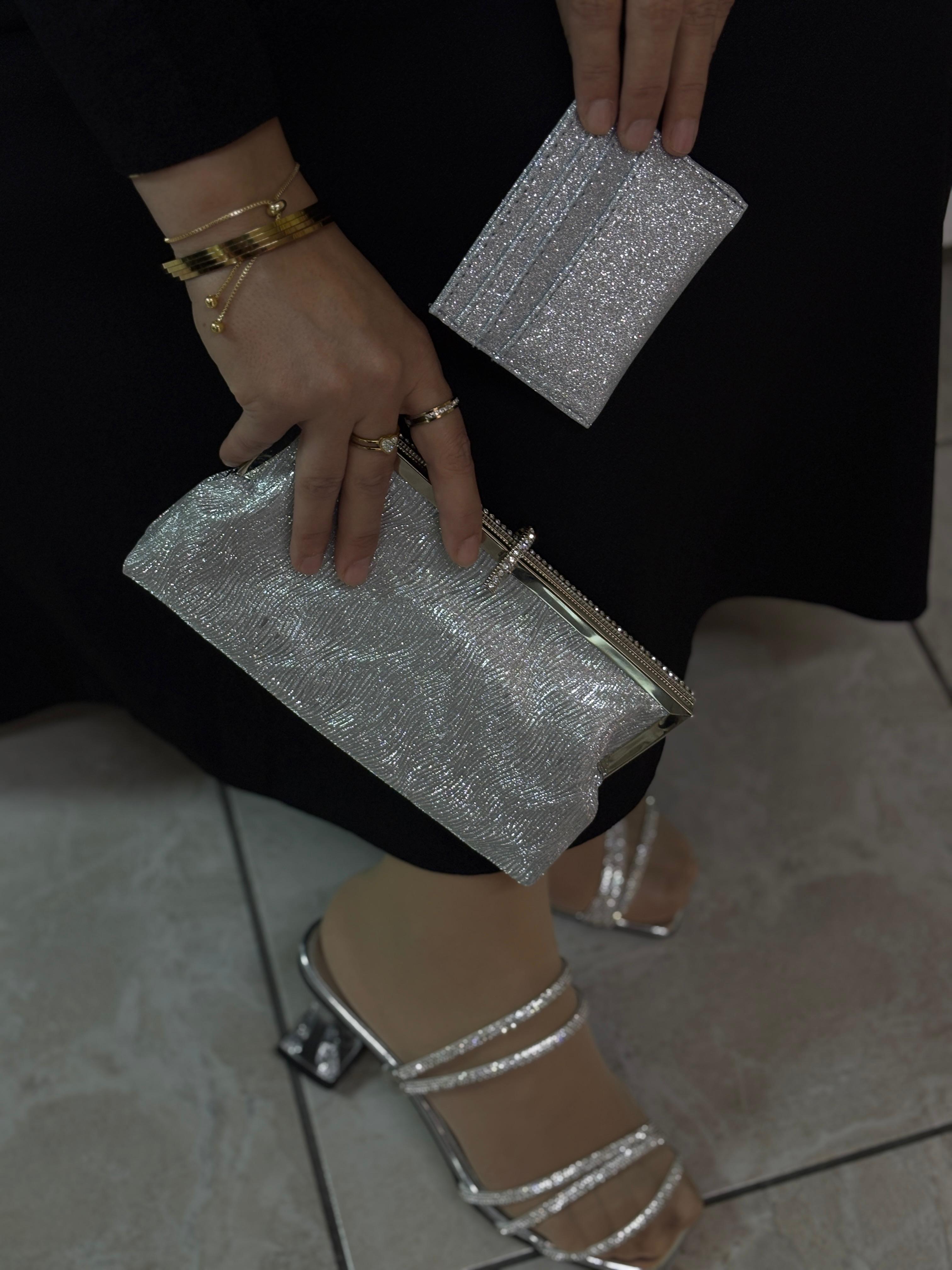 Çok Şık A kalite Taş Detaylı Çanta Cüzdan Kombin - GRİ