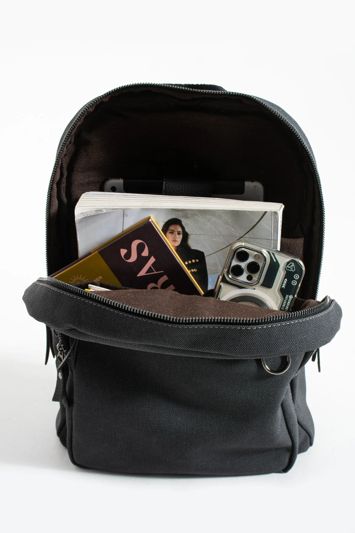 Premium Kanvas Kumaş Sırt Çantası Business Çanta 1.sınıf Kaliteli Kumaş Çanta - SİYAH