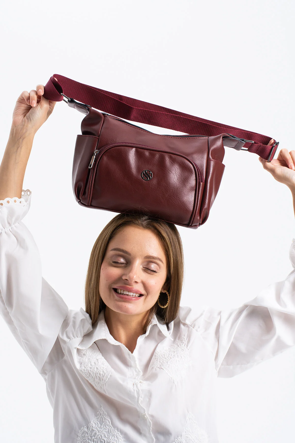 4 Bölmeli Çok Kullanışlı Çapraz Ve omuz Çantası - BORDO