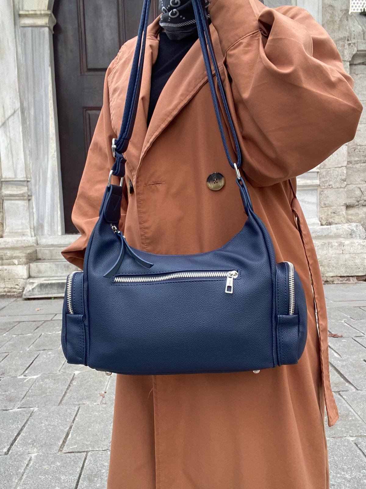 8 BÖLMELİ ASTARLI UZUN ASKILI ÇAPRAZ VE OMUZ ÇANTASI - LACİVERT