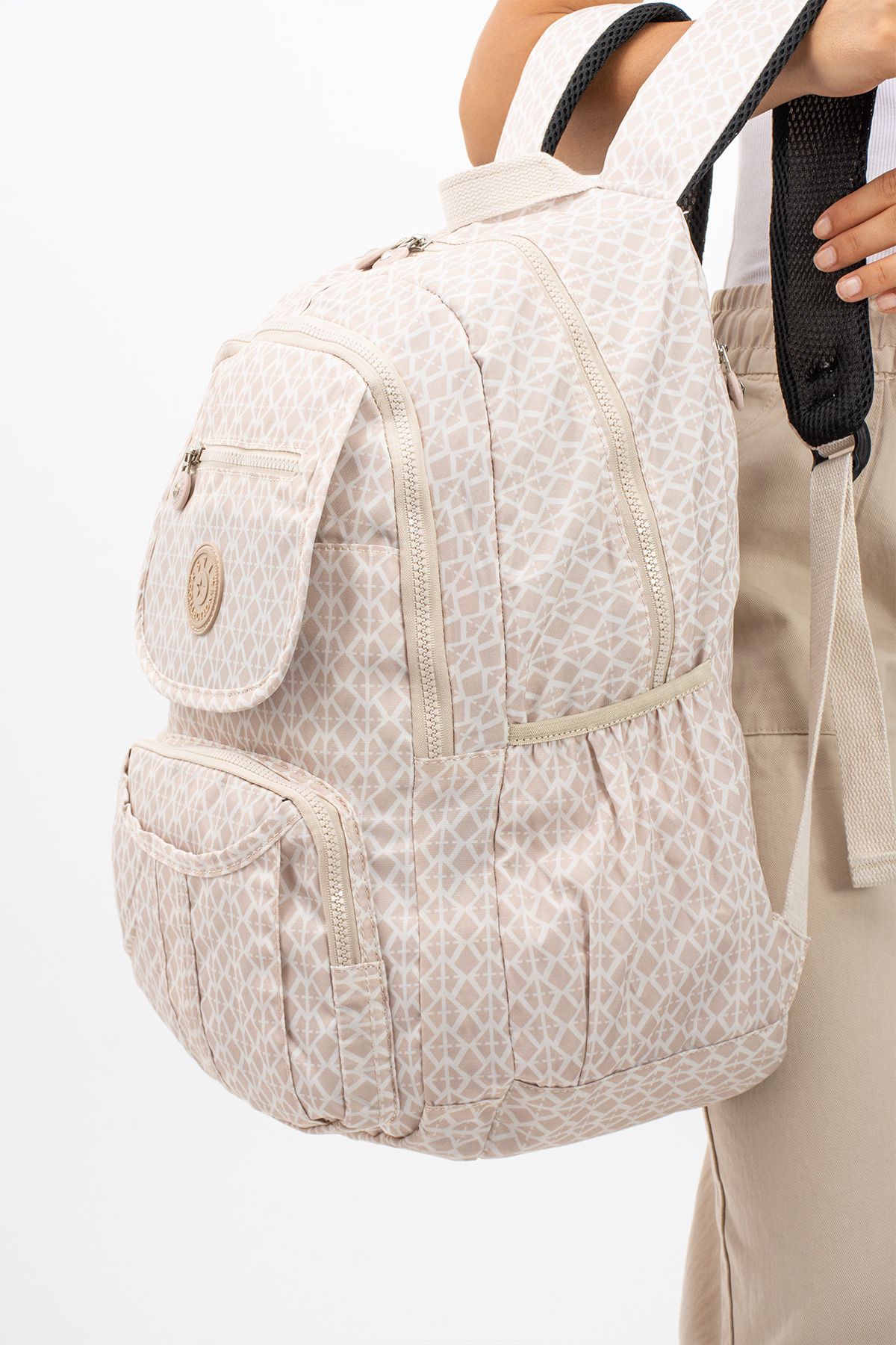 Eşsiz Tasarımlı Çok Bölmeli Su Geçirmez Unisex Okul Ve Seyahat Sırt Çantası - BEYAZ DESENLİ