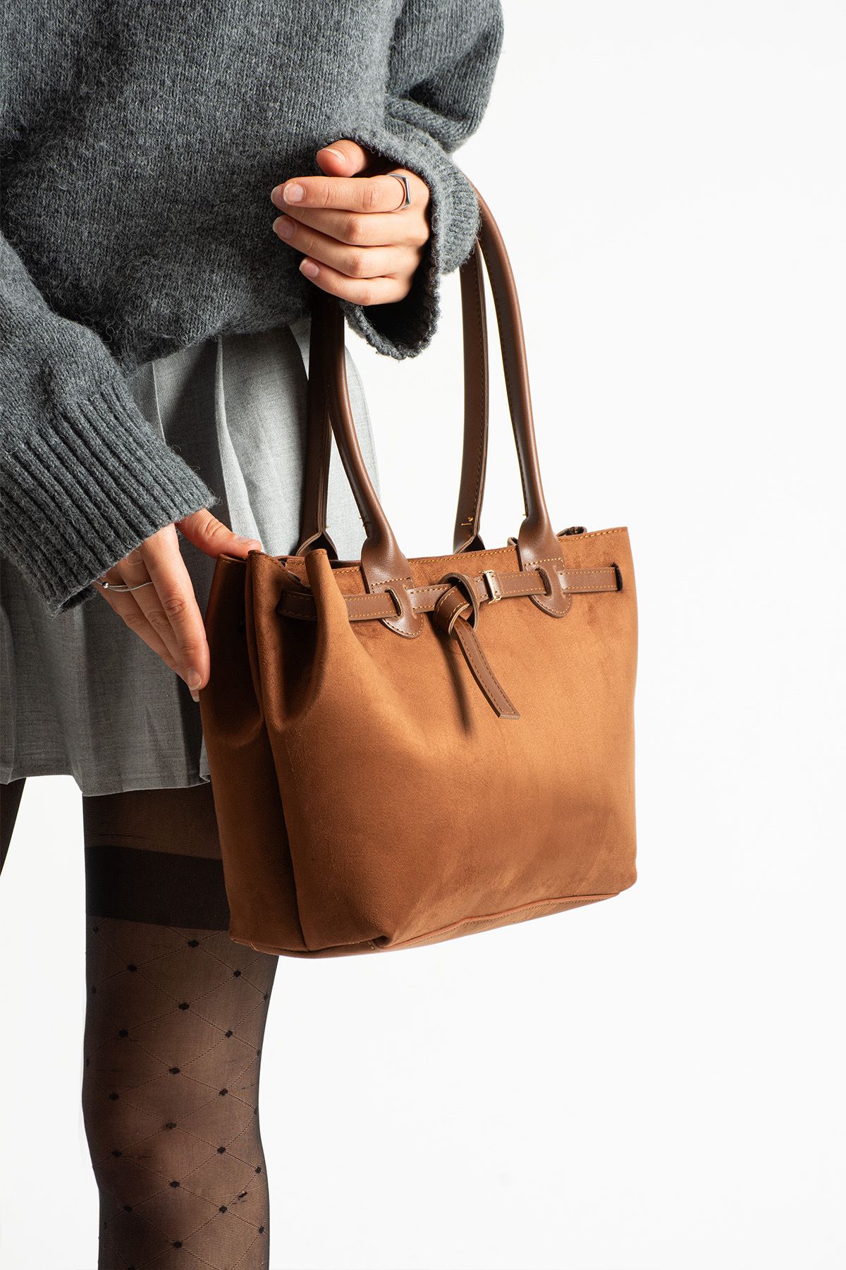 Yeni Sezon Süet El Ve Omuz Çantası - TABA