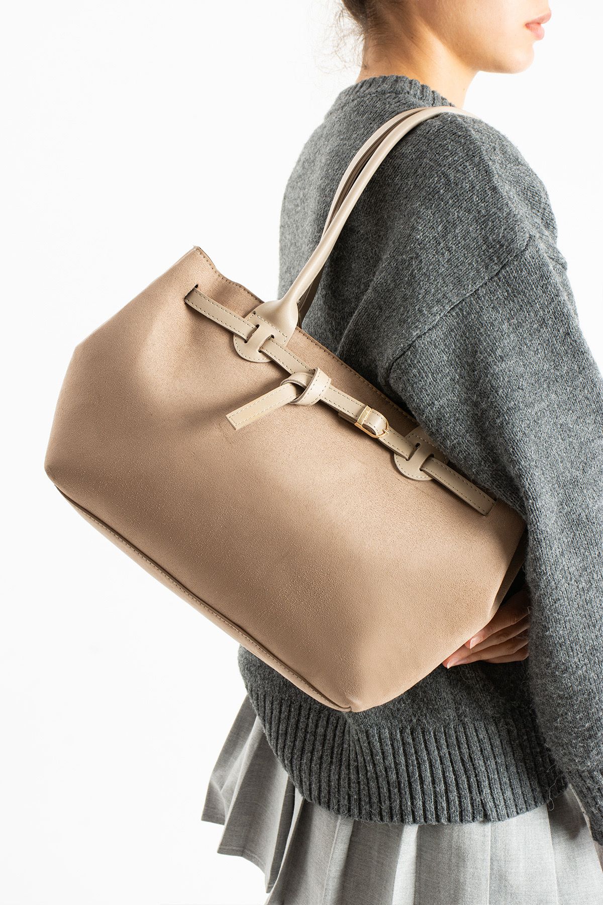 Yeni Sezon Süet El Ve Omuz Çantası - VİZON