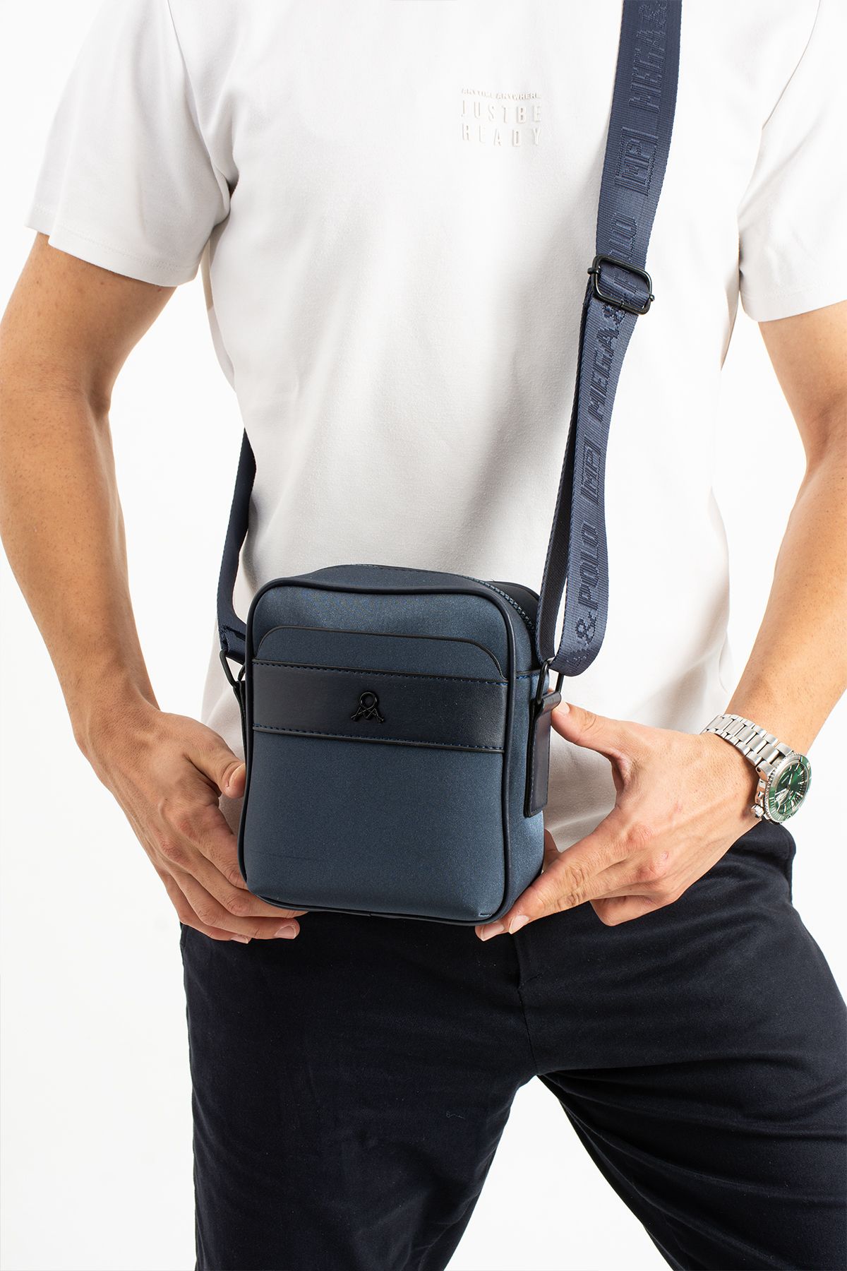 Erkek Günlük Spor Seyahat Çapraz Çanta Saten Kumaş Su İtici Hafif Omuz Göğüs Çantası - LACİVERT