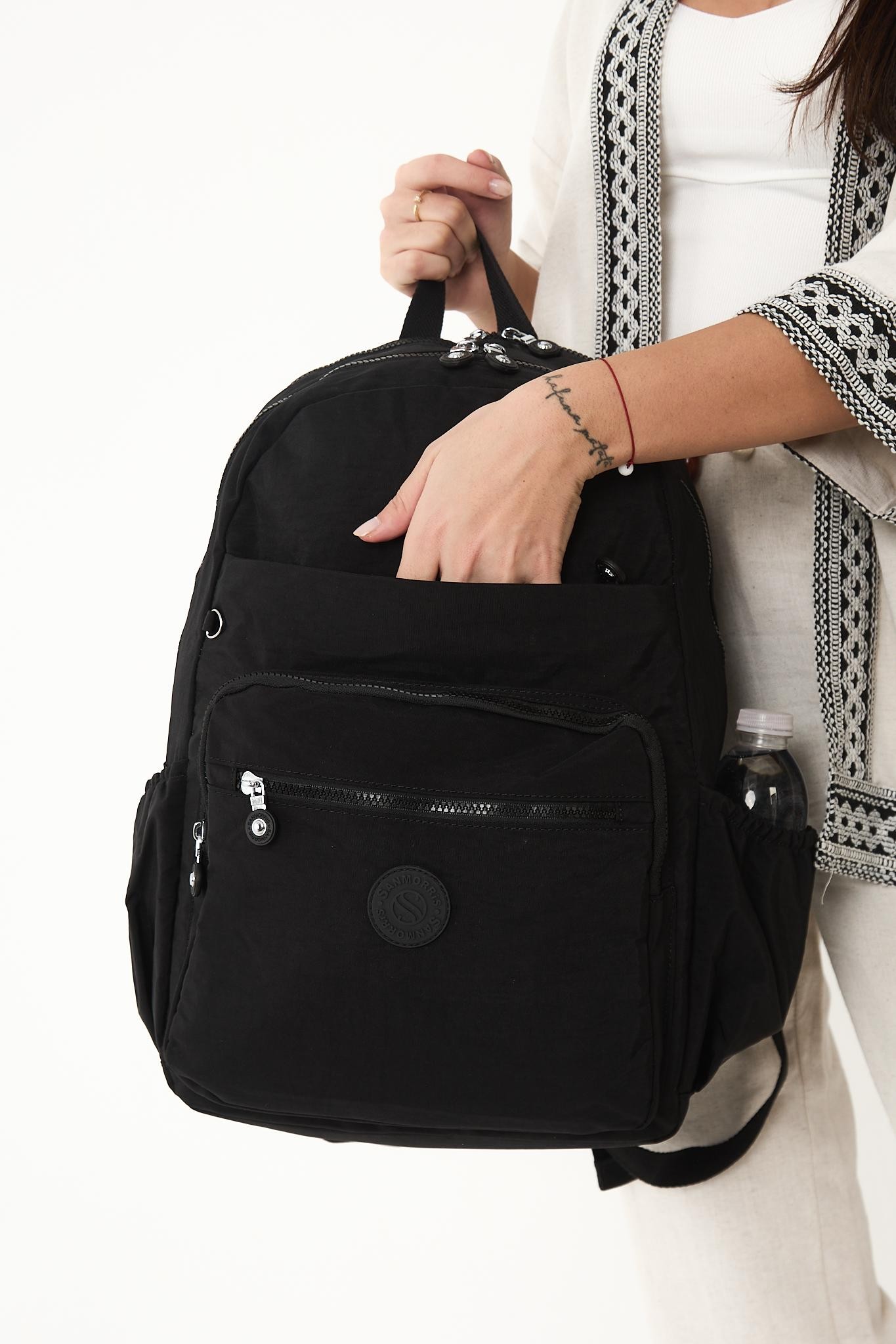 Unisex Suya Dayanıklı Büyük Boy Laptop Okul Ve Seyahat Sırt Çantası - SİYAH