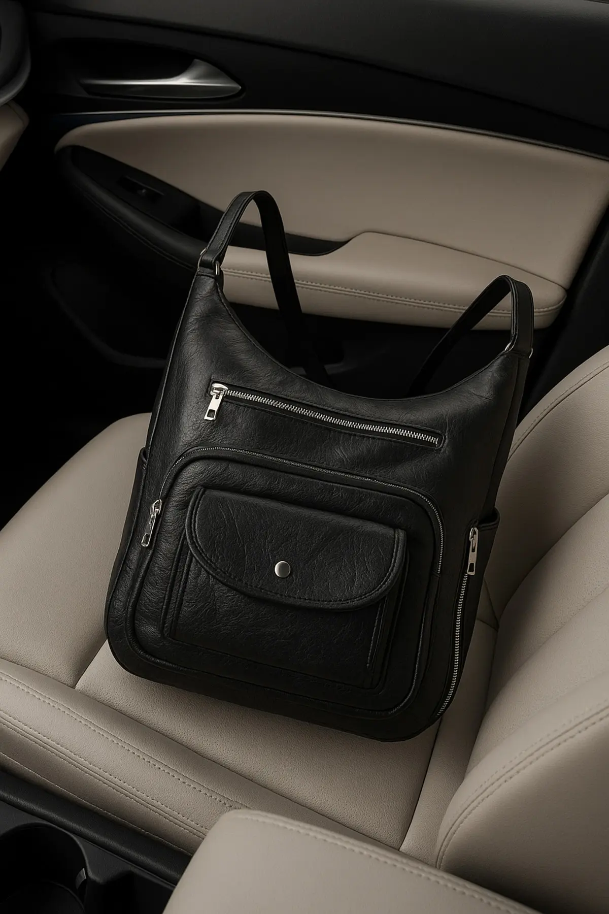 Yumuşak Suni Deri Taba El Omuz ve Sırt Kullanımına Uygun Kadın Çanta - SİYAH