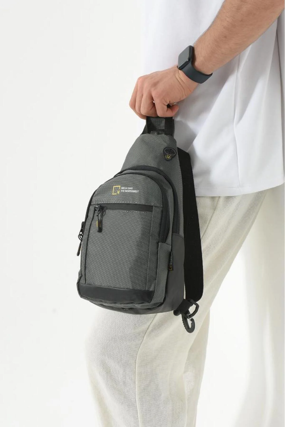 Body Bag Çanta Sırt Çantası Erkek Göğüs Çantası Fonksiyonel Kullanım - GRİ