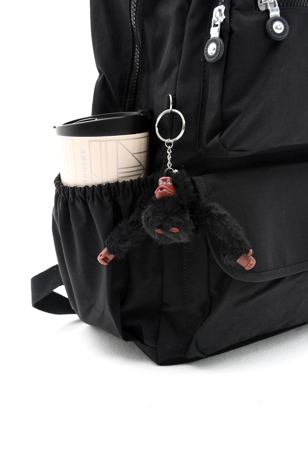Unisex Suya Dayanıklı Kumaş Laptop Bölmeli Büyük Boy Açık Gri Renkli Okul Seyahat Sırt Çantası - SİYAH