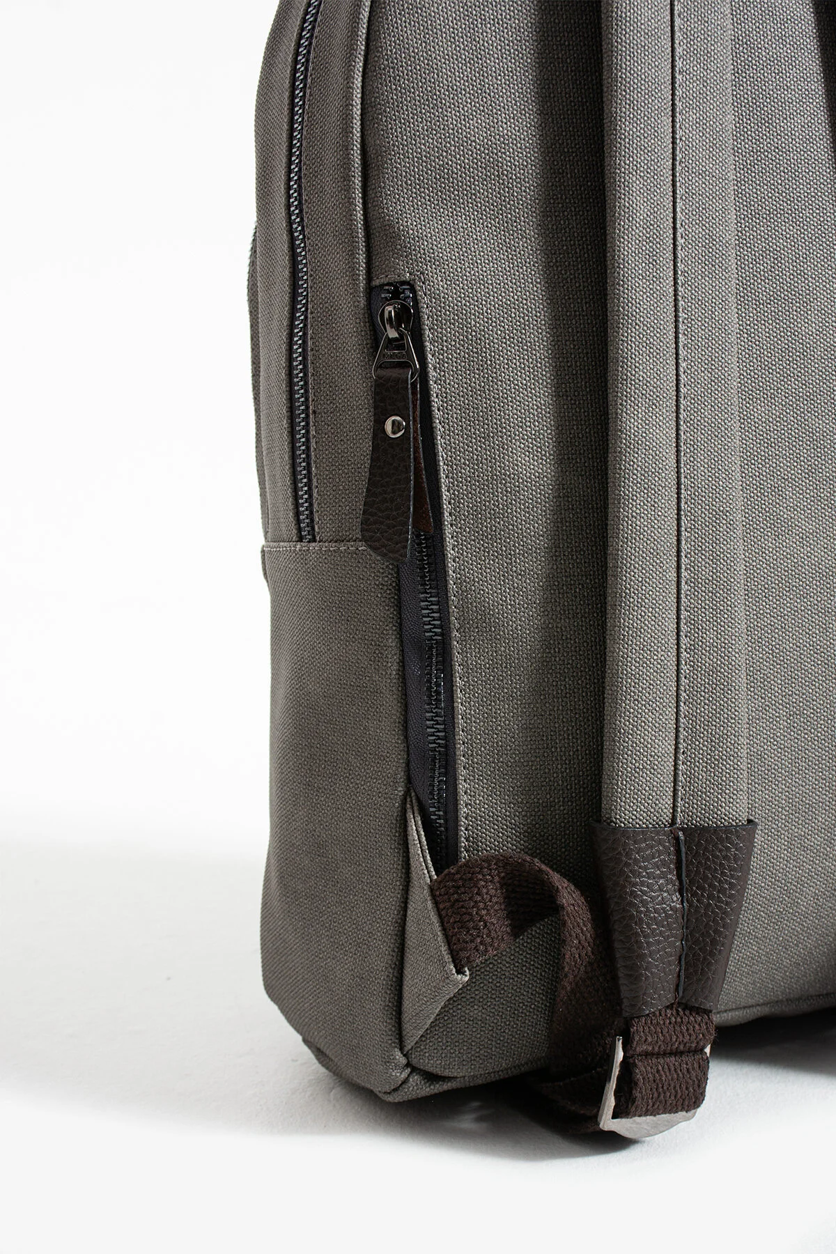 Premium Kanvas Kumaş Sırt Çantası Business Çanta 1.sınıf Kaliteli Kumaş Çanta - GRİ-KAHVERENGİ