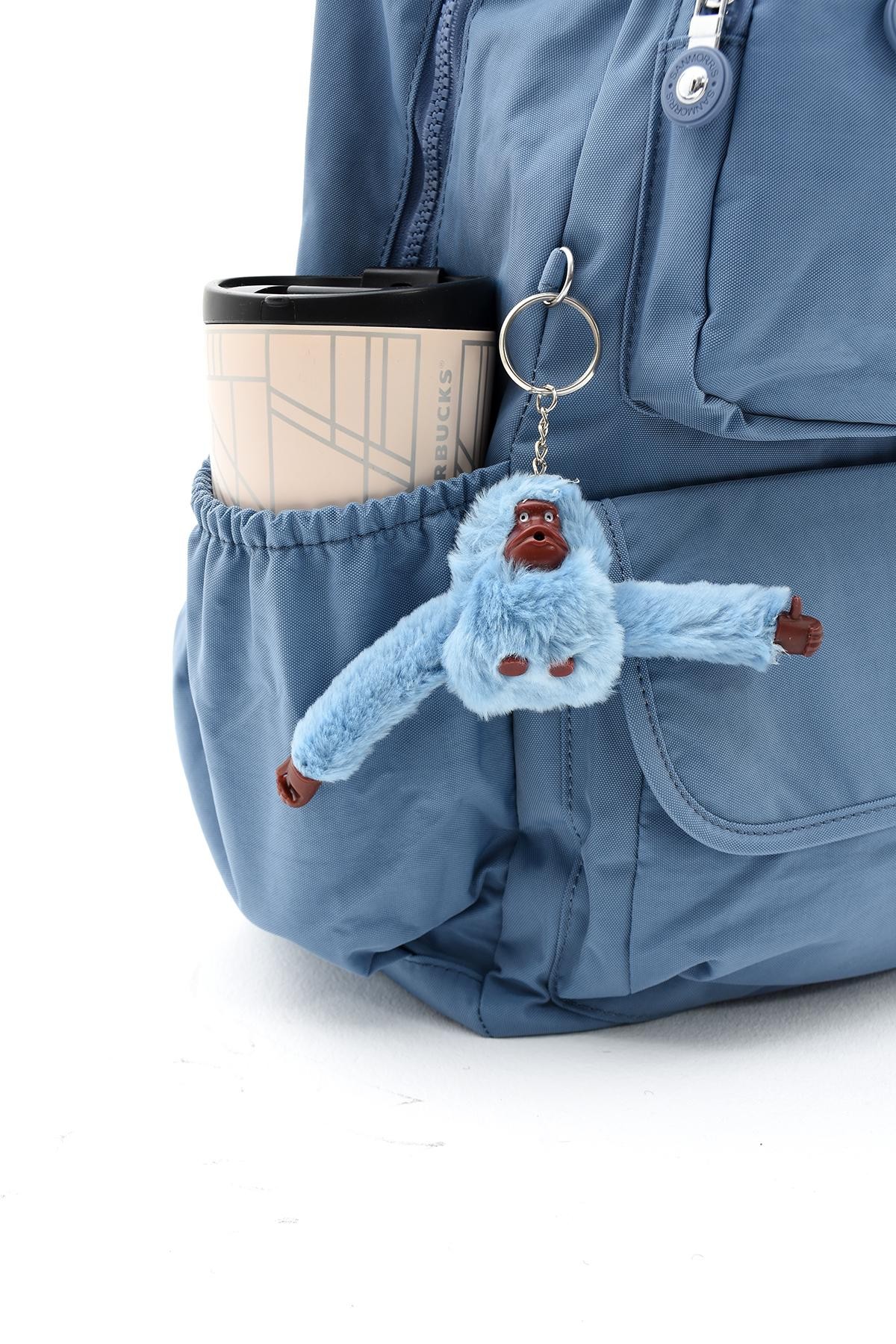 Unisex Suya Dayanıklı Kumaş Laptop Bölmeli Büyük Boy Açık Gri Renkli Okul Seyahat Sırt Çantası - MAVİ
