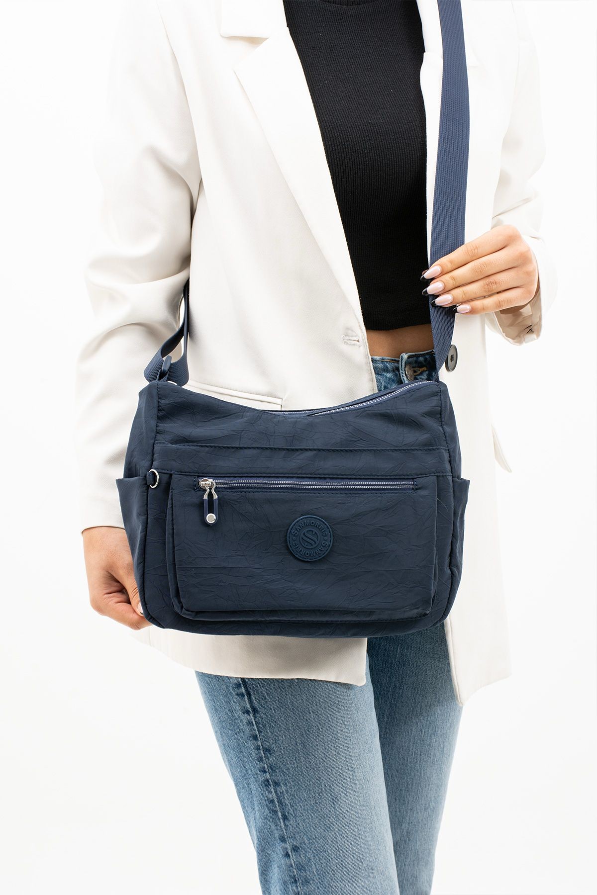 6 Bölmeli Saten Kumaş Çapraz Ve Postacı Model - LACİVERT