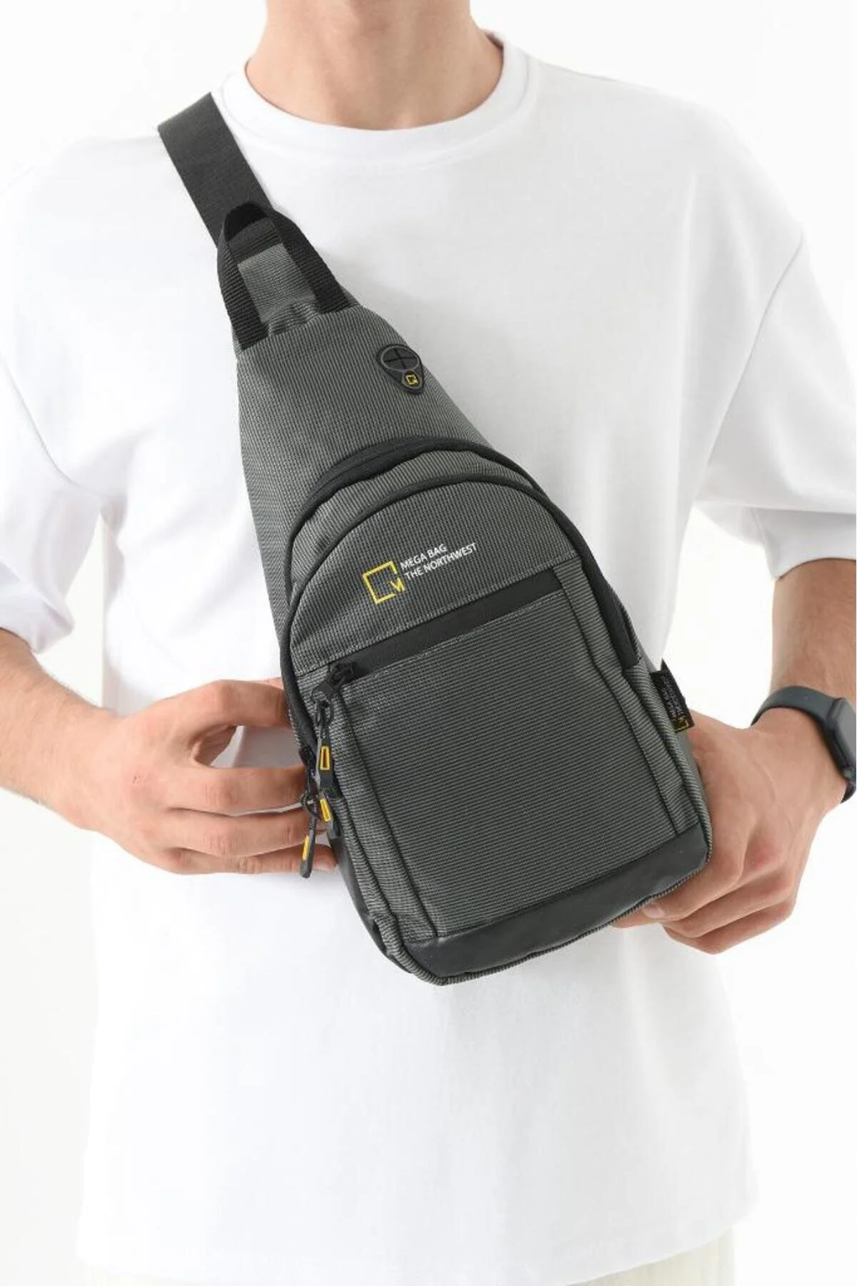 Body Bag Çanta Sırt Çantası Erkek Göğüs Çantası Fonksiyonel Kullanım - GRİ