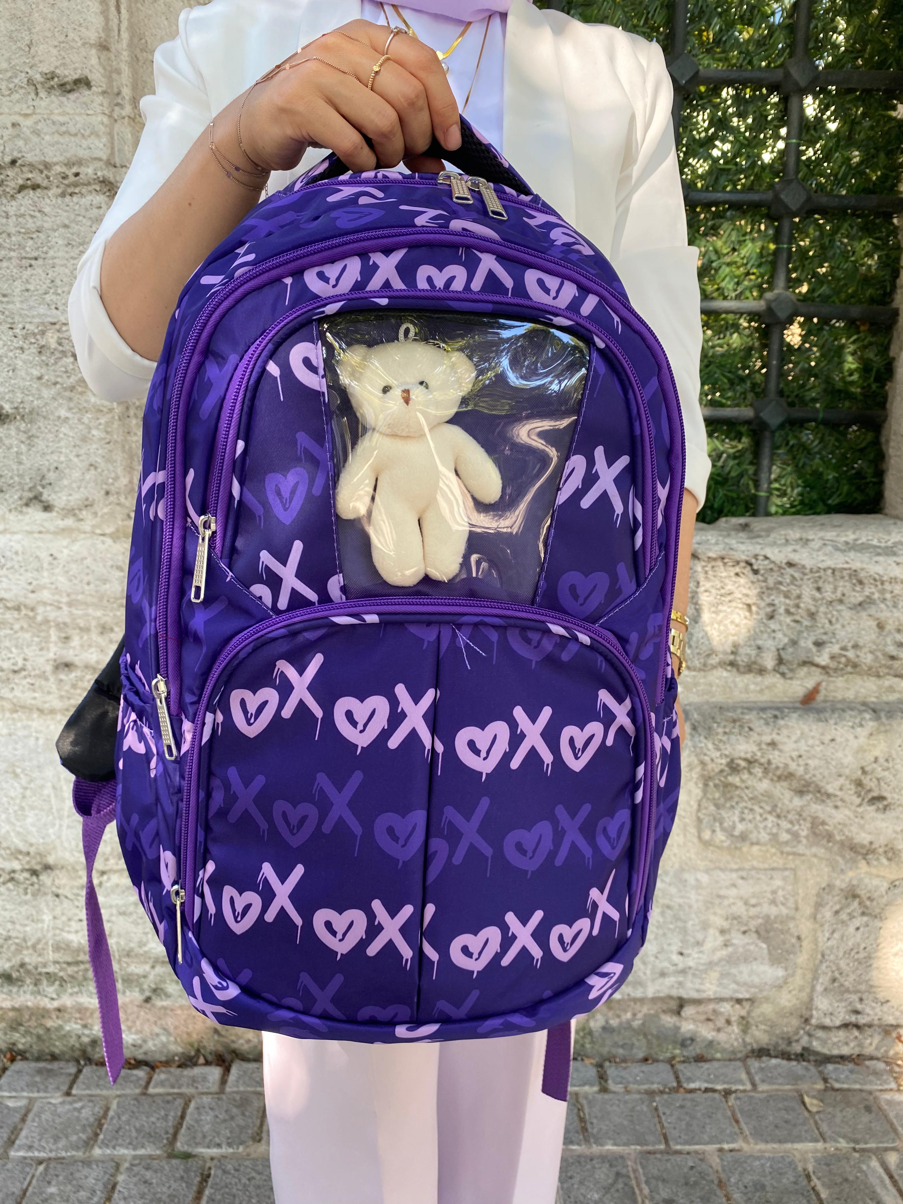 Mor Ayıcık Hediyeli Okul Sırt Çantası