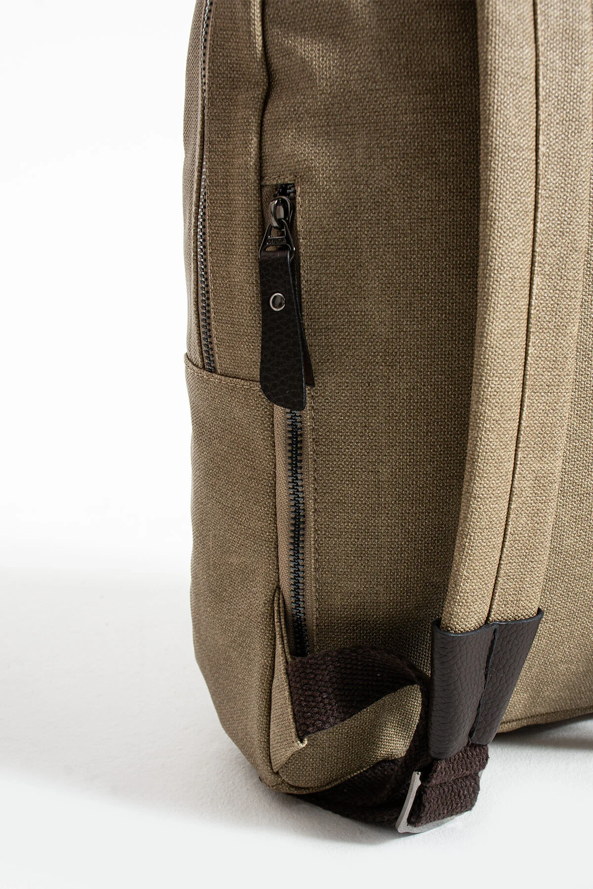 Premium Kanvas Kumaş Sırt Çantası Business Çanta 1.sınıf Kaliteli Kumaş Çanta - BEJ-KAHVE
