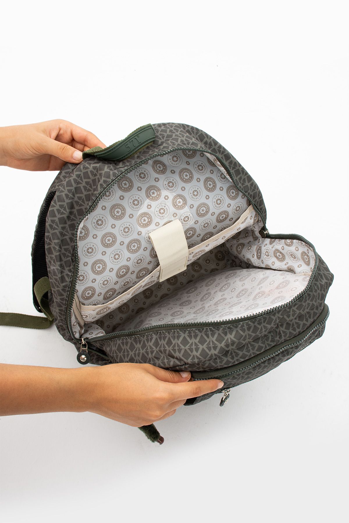 Eşsiz Tasarımlı Çok Bölmeli Su Geçirmez Unisex Okul Ve Seyahat Sırt Çantası - YEŞİL DESENLİ