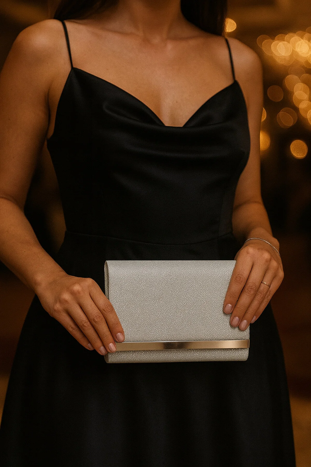 Çok Şık Özel Günler İçin Abiye Çantası - GÜMÜŞ