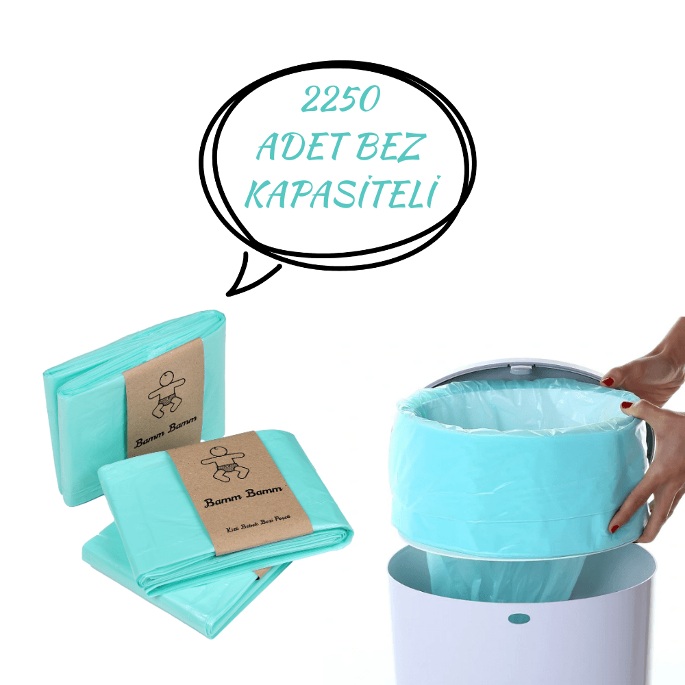 16L Korbell Çöp Kutuları İle Uyumlu Bamm Bamm 2250 Bebek Bezi Kapasiteli 3 Paket Yerli Çöp Poşeti