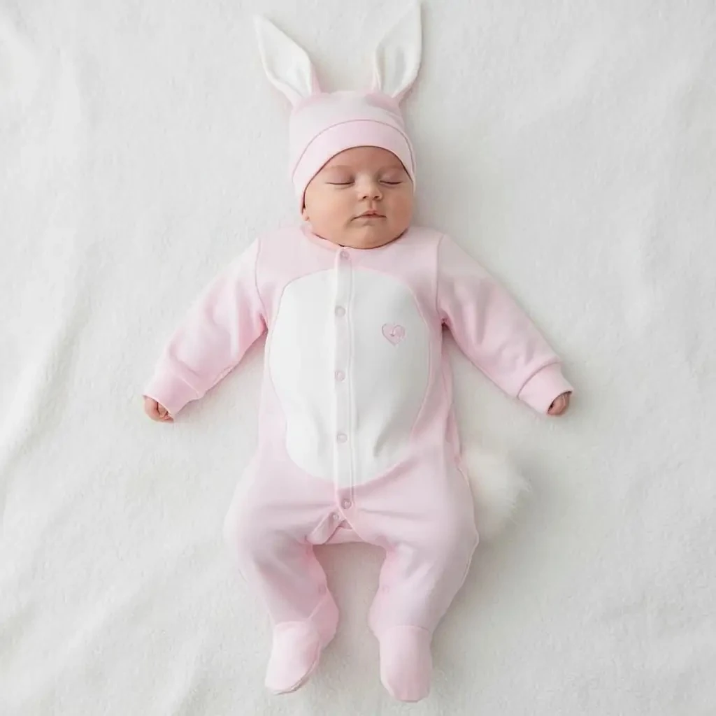 Tavşan Temalı Pembe Tulum - Pembe