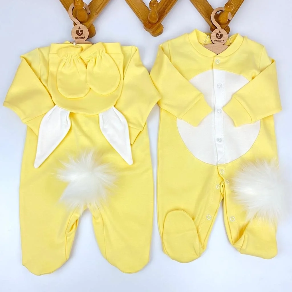 Tavşan Temalı Üçlü Tulum Takımı - Sarı