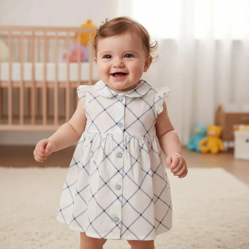 Bebe Yaka Ekose Elbise