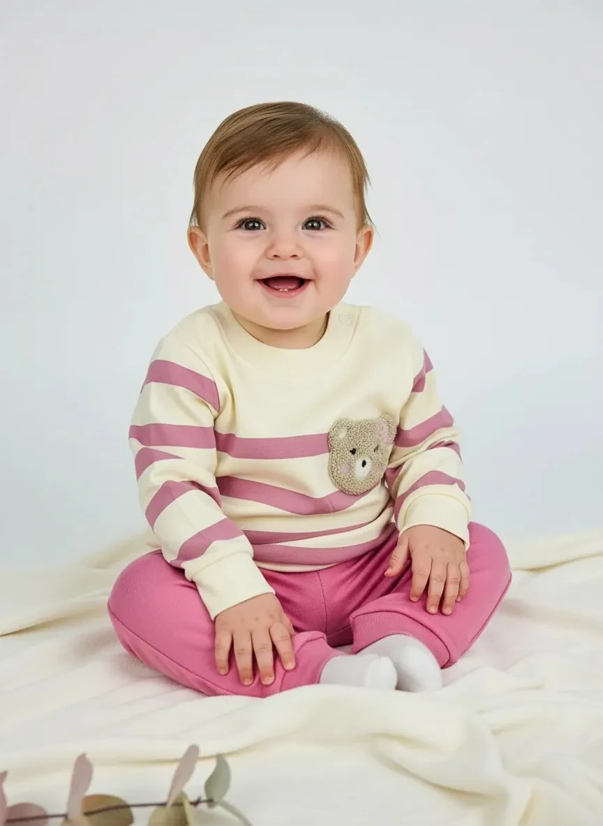 Pembe Çizgili Ayı Temalı İkili Takım 