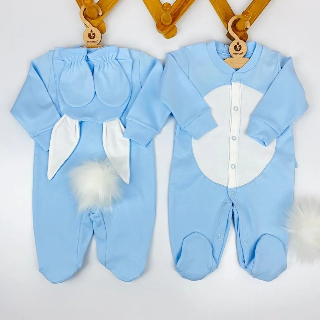 Tavşan Temalı Üçlü Tulum Takımı - Mavi