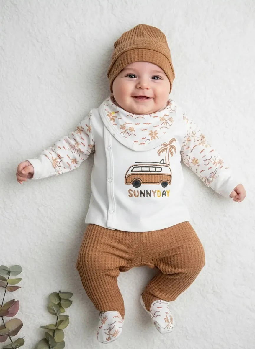 Palmiye Temalı Kendinden Eldivenli Yenidoğan Hastane Çıkışı Set