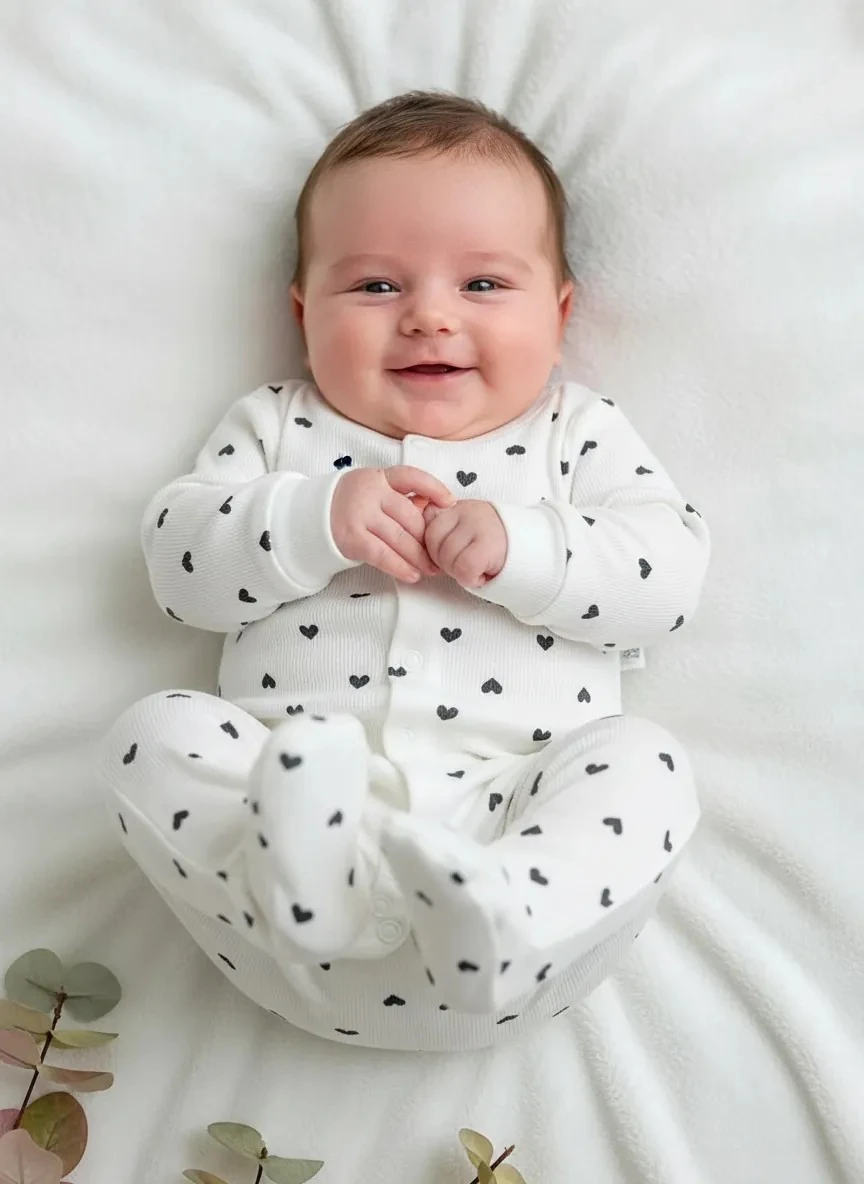 Siyah Kalp Temalı Önden Çıtçıtlı Tulum