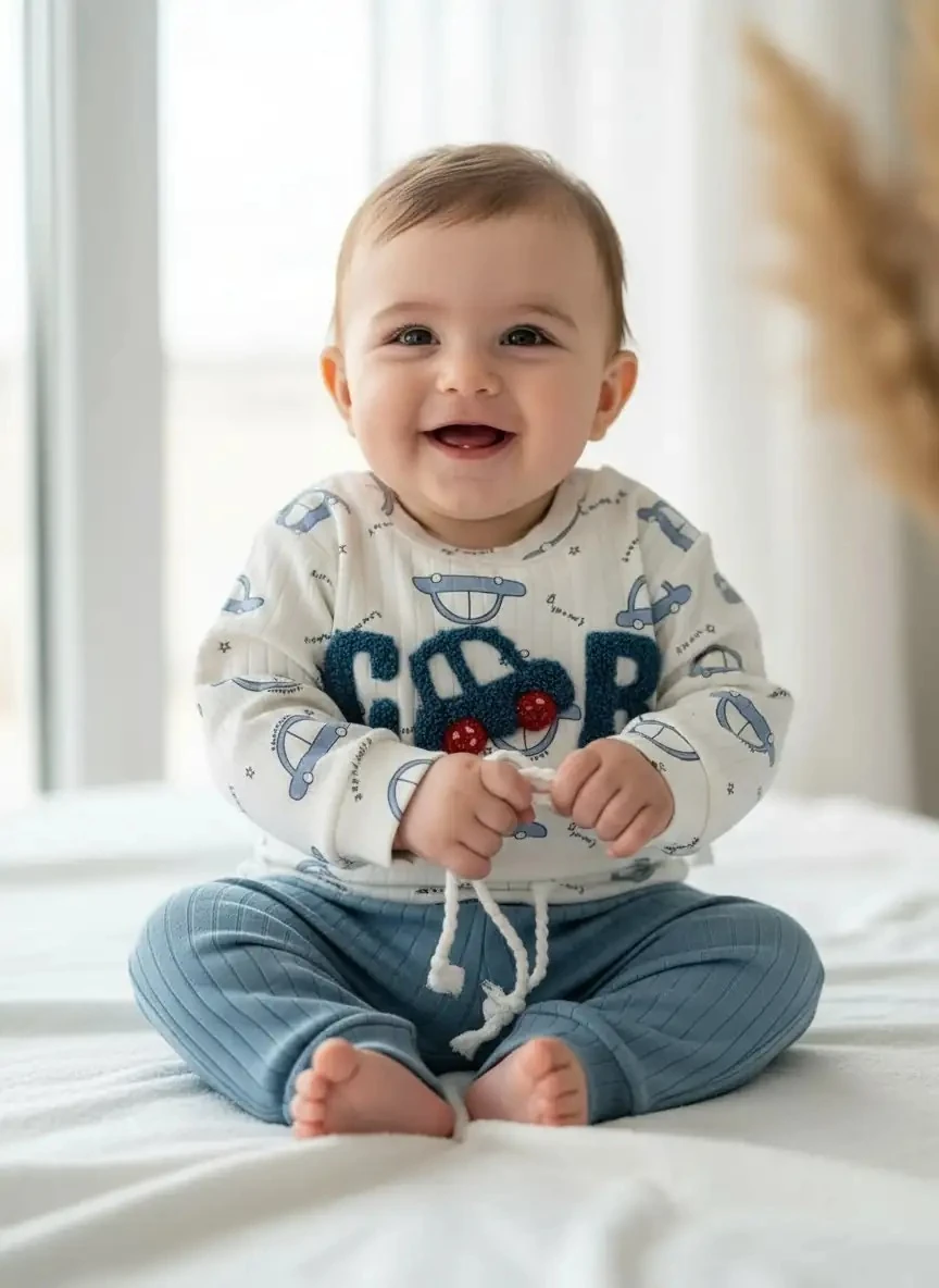 Araba Temalı Mavi İkili Takım 