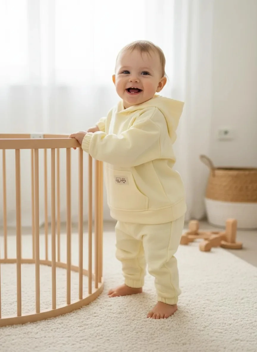 Kapüşonlu Lastikli Tulum - Sarı