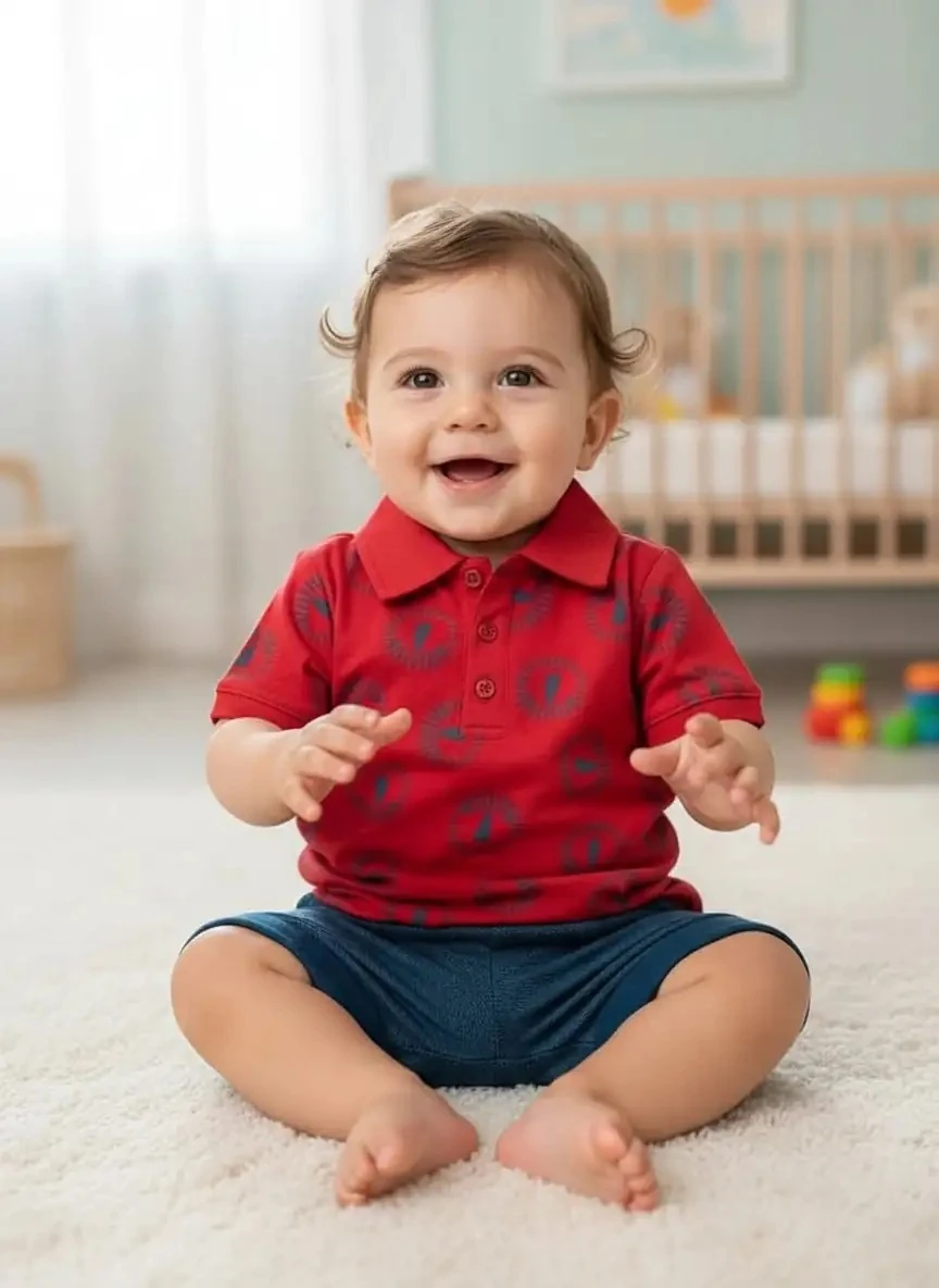 Polo Yaka Aslan Kafa Desenli Yazlık İkili Takım