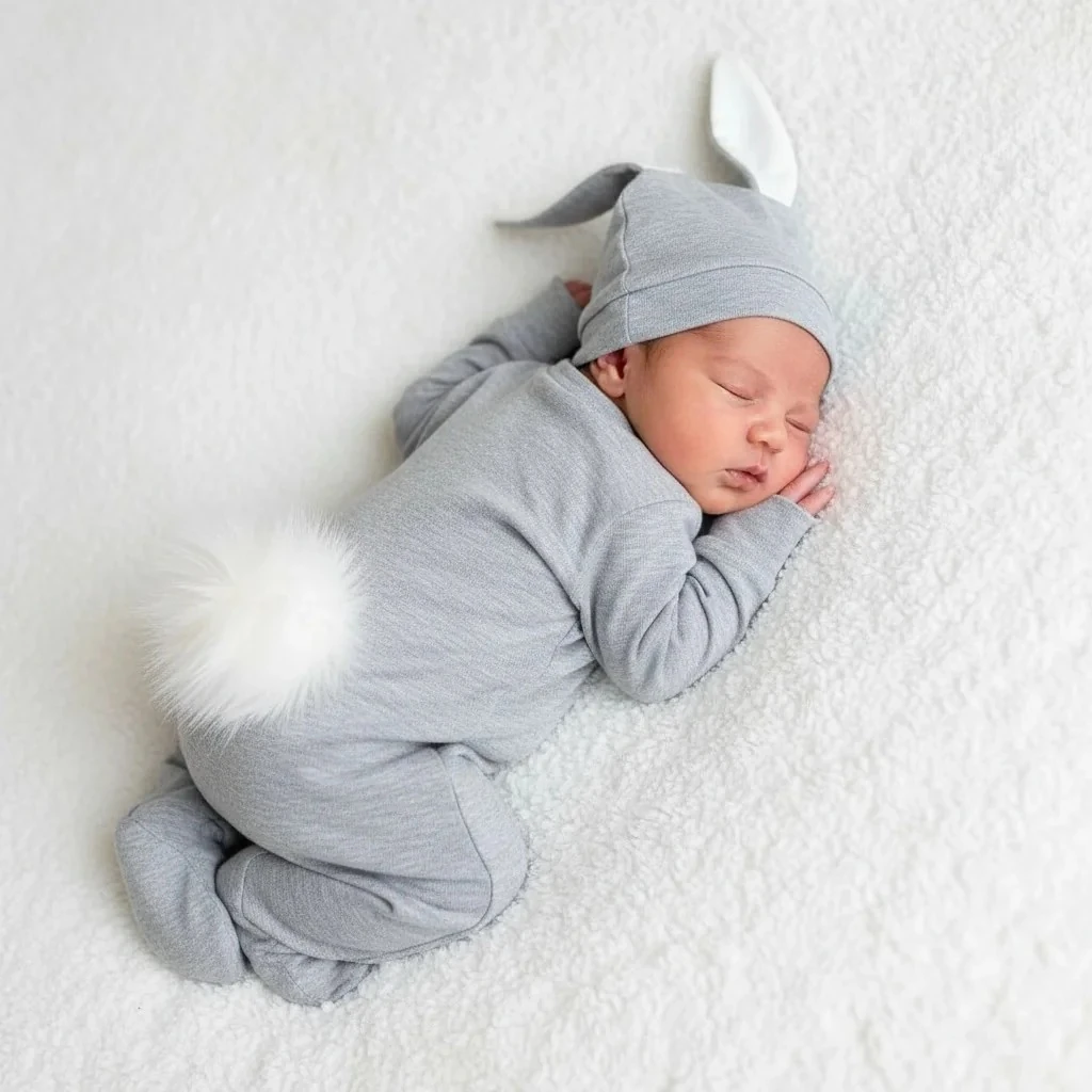 Tavşan Temalı Üçlü Tulum Takımı - Gri