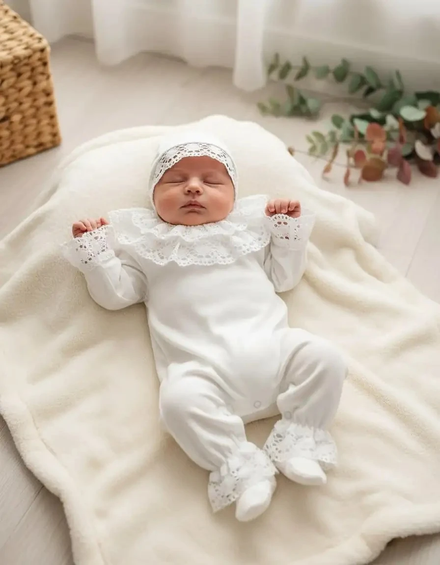 Kalın Dantelli Tulum - Beyaz