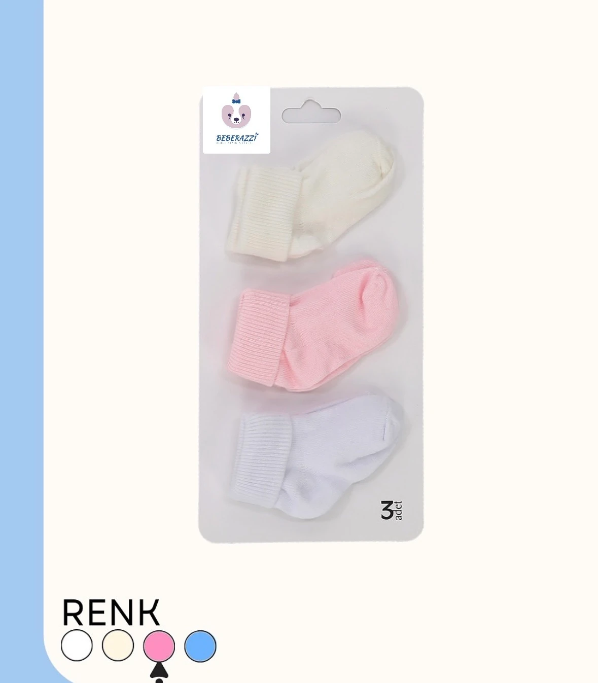Kız Bebek 3 lü Çorap - Pembe