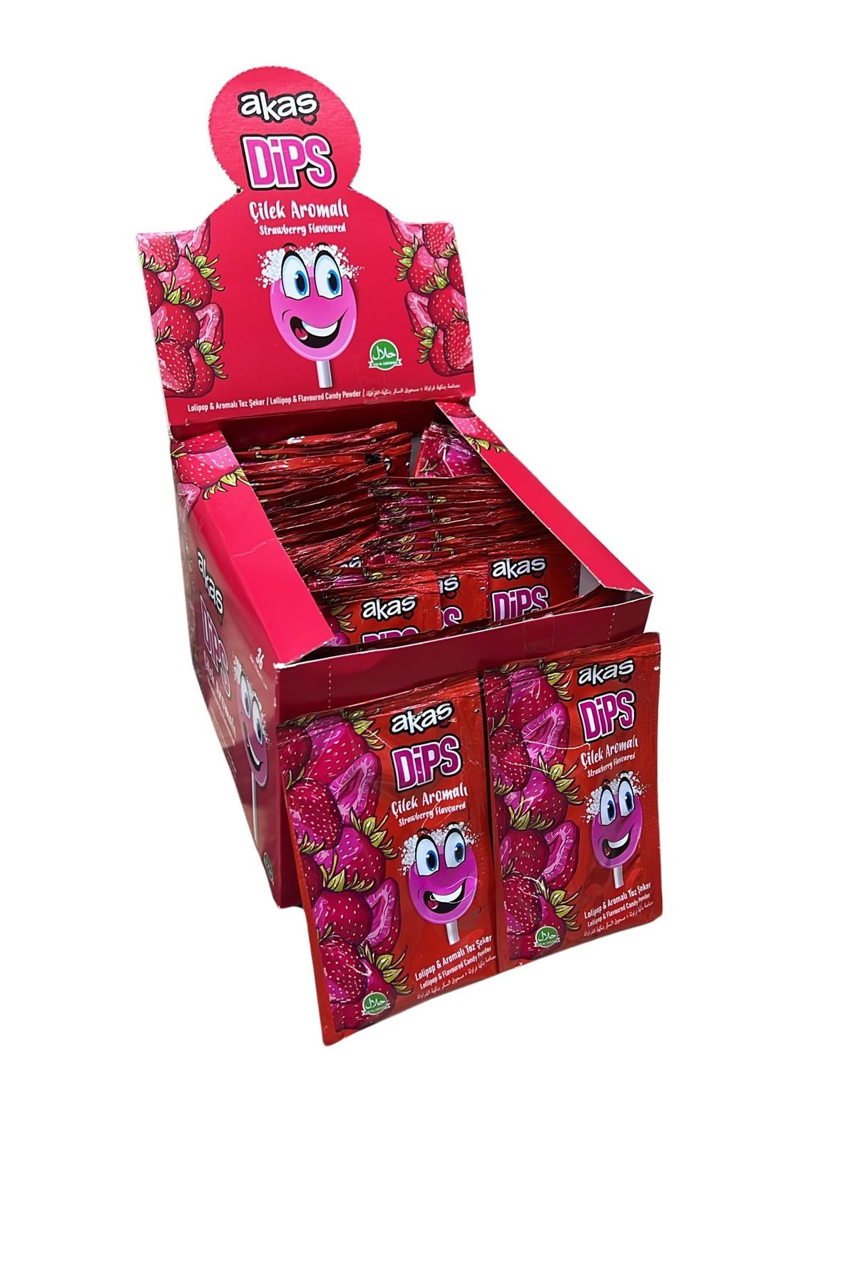 AKAŞ DİPS TOZ ŞEKERLİ ÇİLEK AROMALI LOLİPOP 36 ADET