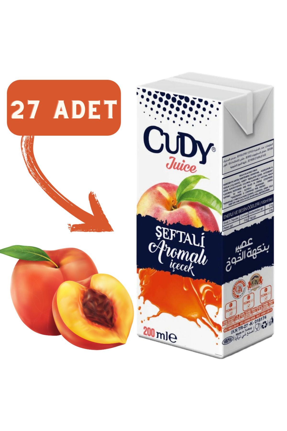 Meyve Suyu Şeftali 27x200 ml.