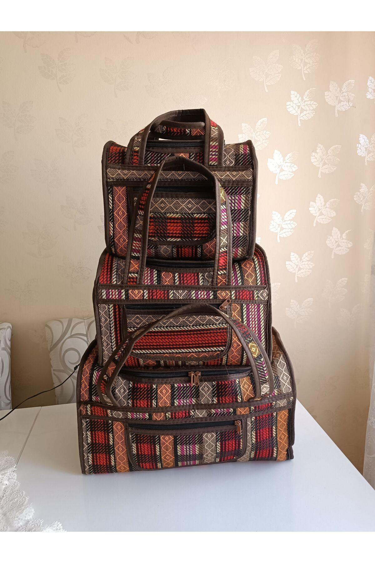 Unisex 3 lü Hasır Çanta, Çok Amaçli Organizer Çanta