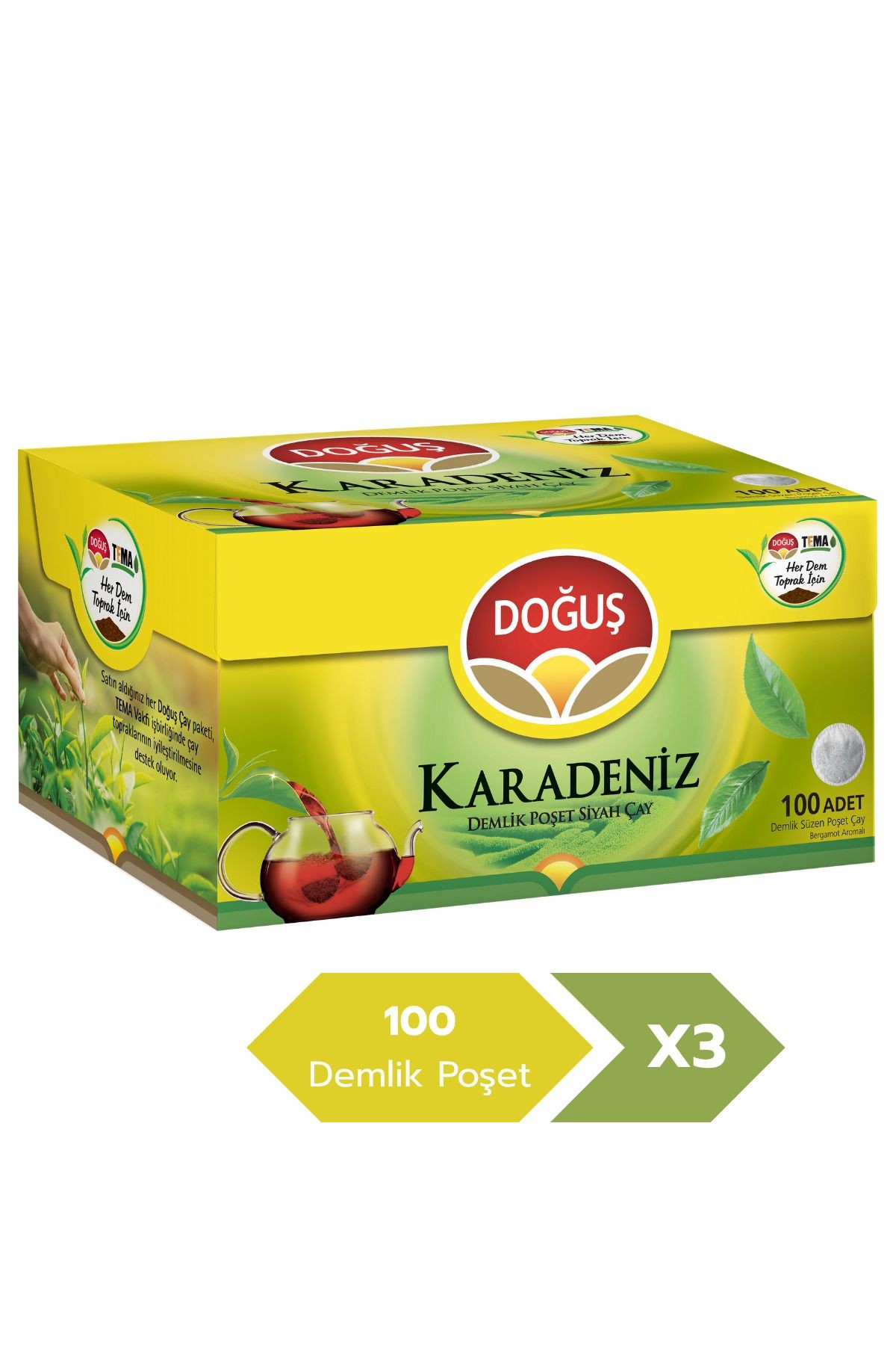 Karadeniz 3.2 gr 100’lü Bergamotlu Demlik Poşet Çay X 3 Adet
