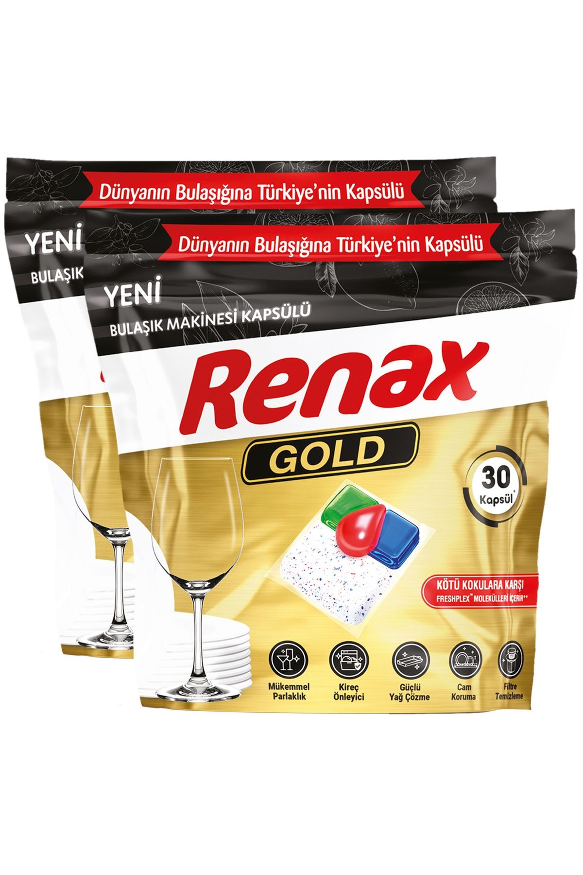 Gold Bulaşık Makinesi Kapsülü Hepsi Bir Arada 30 Lu X 2 Ad