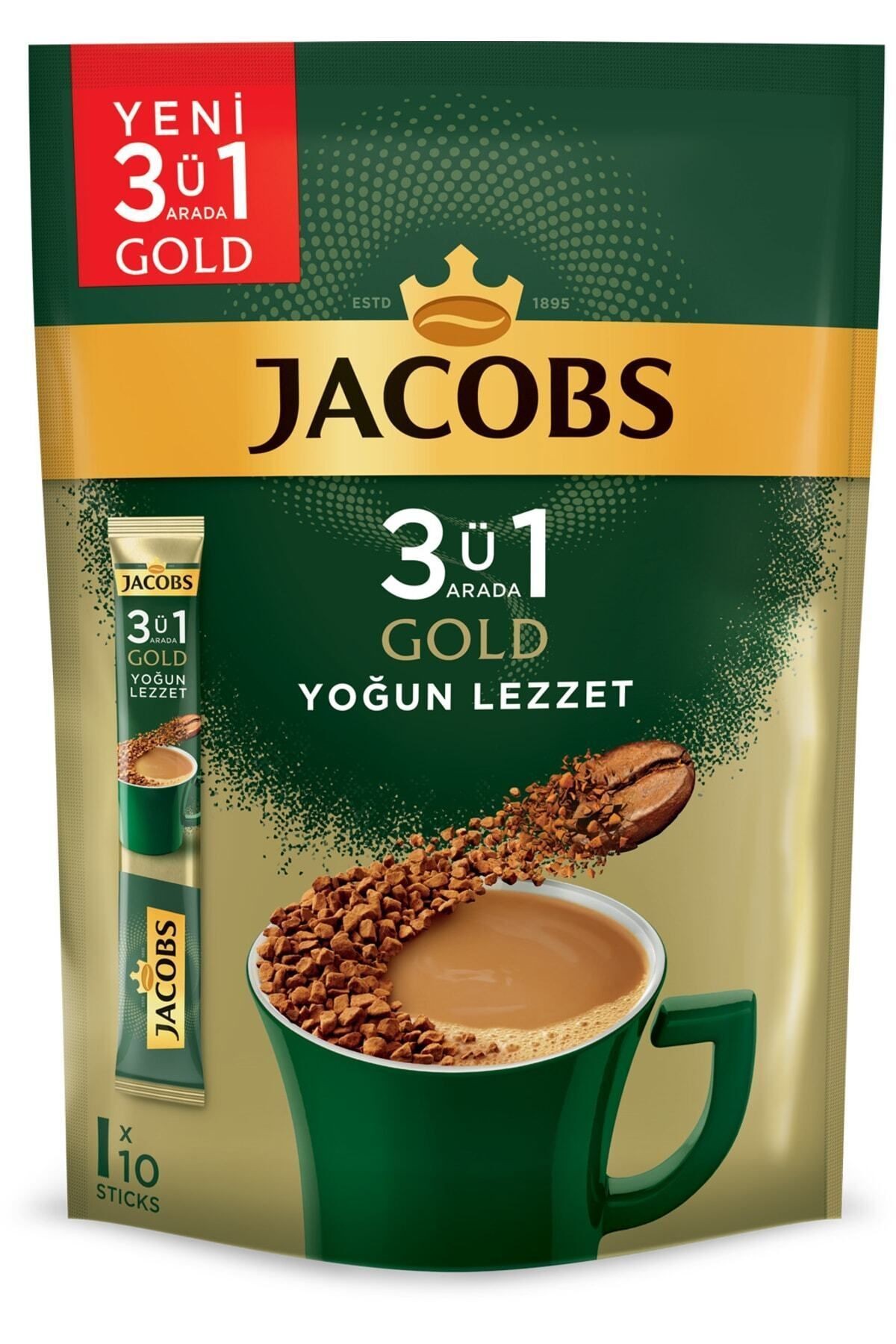 3'ü 1 Arada Gold Yoğun Lezzet Karışım Kahve 10'lu Paket