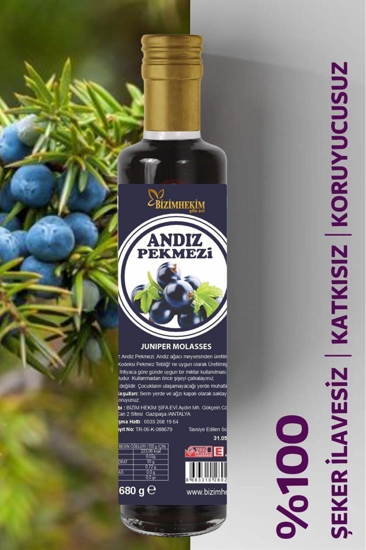%100 Doğal Andız Pekmezi 680 gr Koruyucusuz Katkısız Andız (Ardıç) Pekmezi