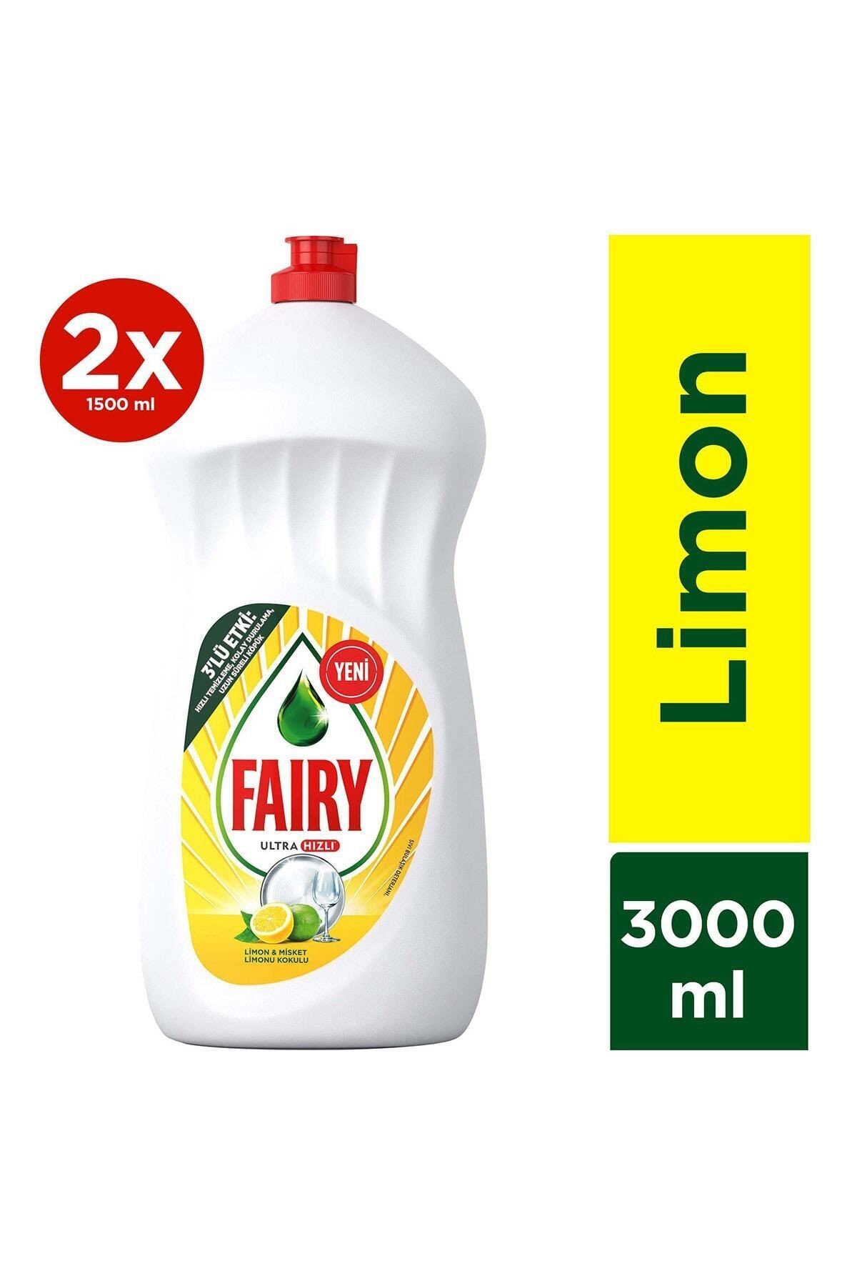 1500 ml Ultra Hızlı 3'lü Etki Sıvı Bulaşık Deterjanı Limon ve Misket Limonu Kokulu 1500ml