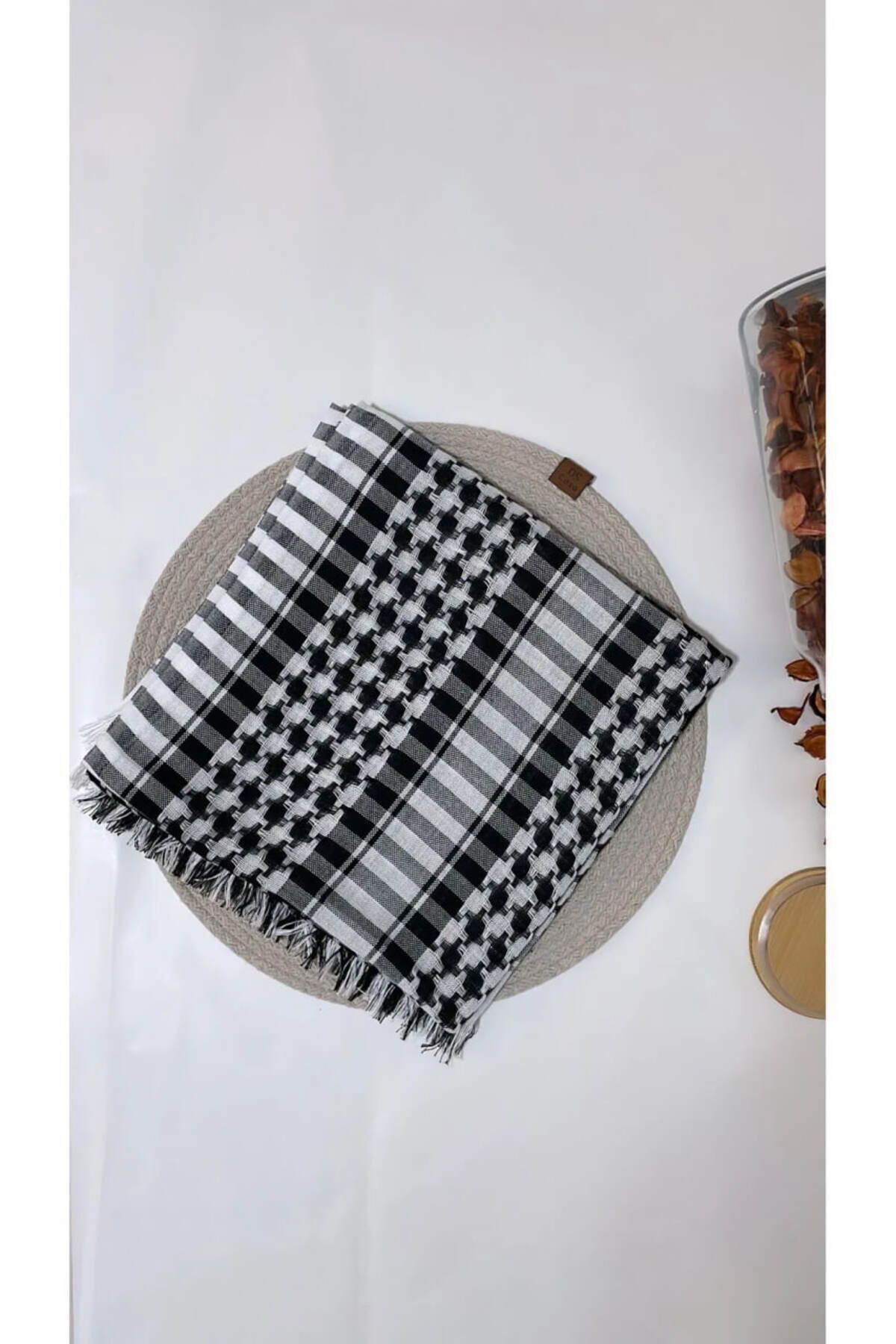 Pamuklu Puşi , Poşu, Kefiye Beyaz Şal 100x100 AYN24014