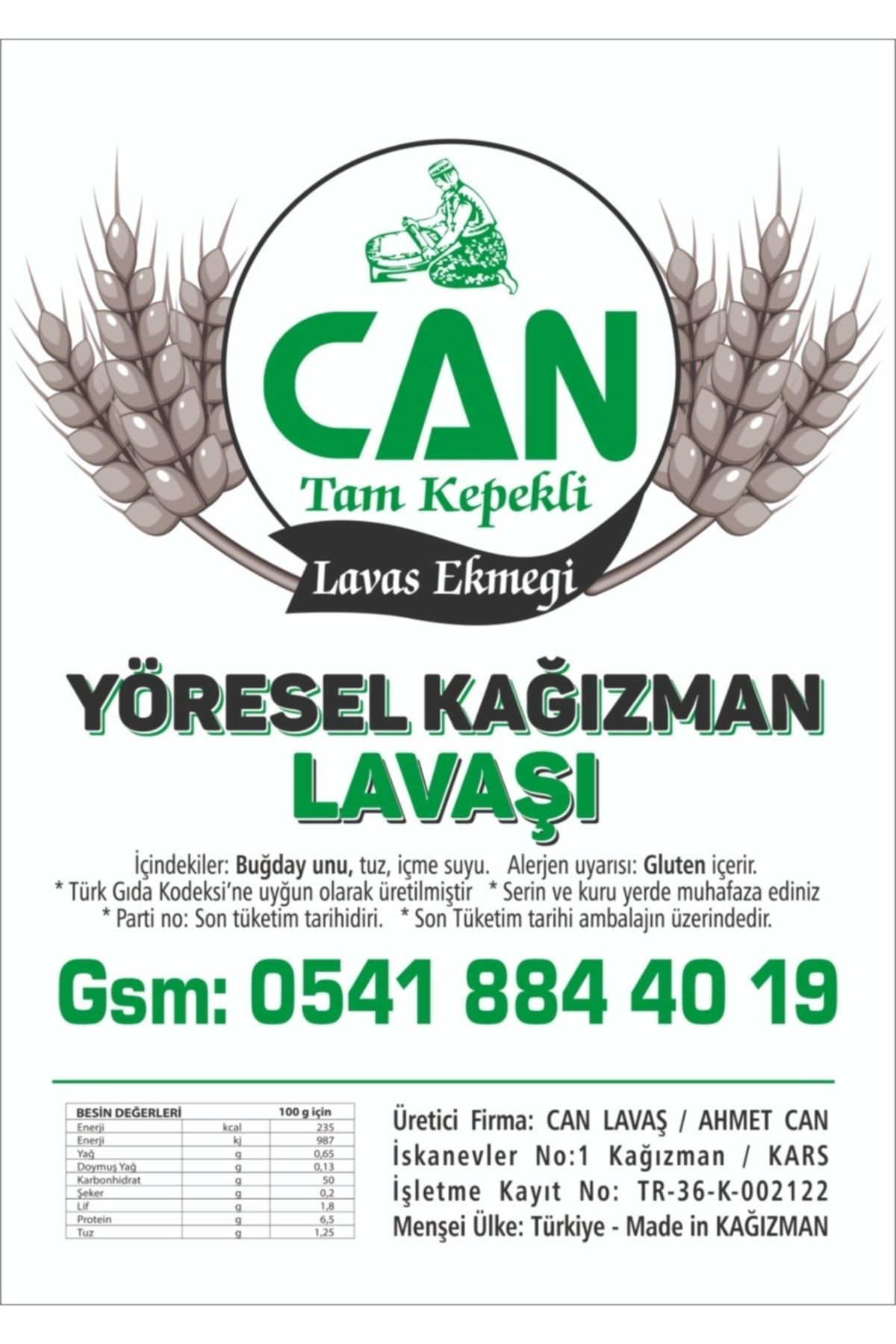 Can Lavaş Yöresel Tandır Ekmeği 1 Pkt 4 Adet Tir