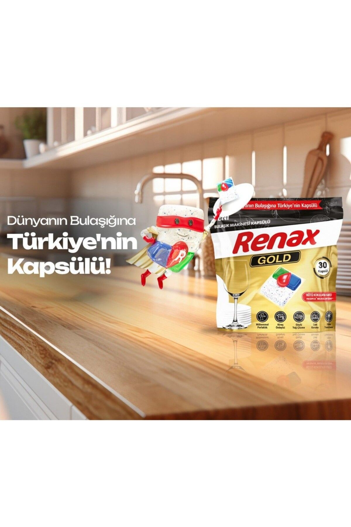 Gold Bulaşık Makinesi Kapsülü Hepsi Bir Arada 30 Lu X 2 Ad