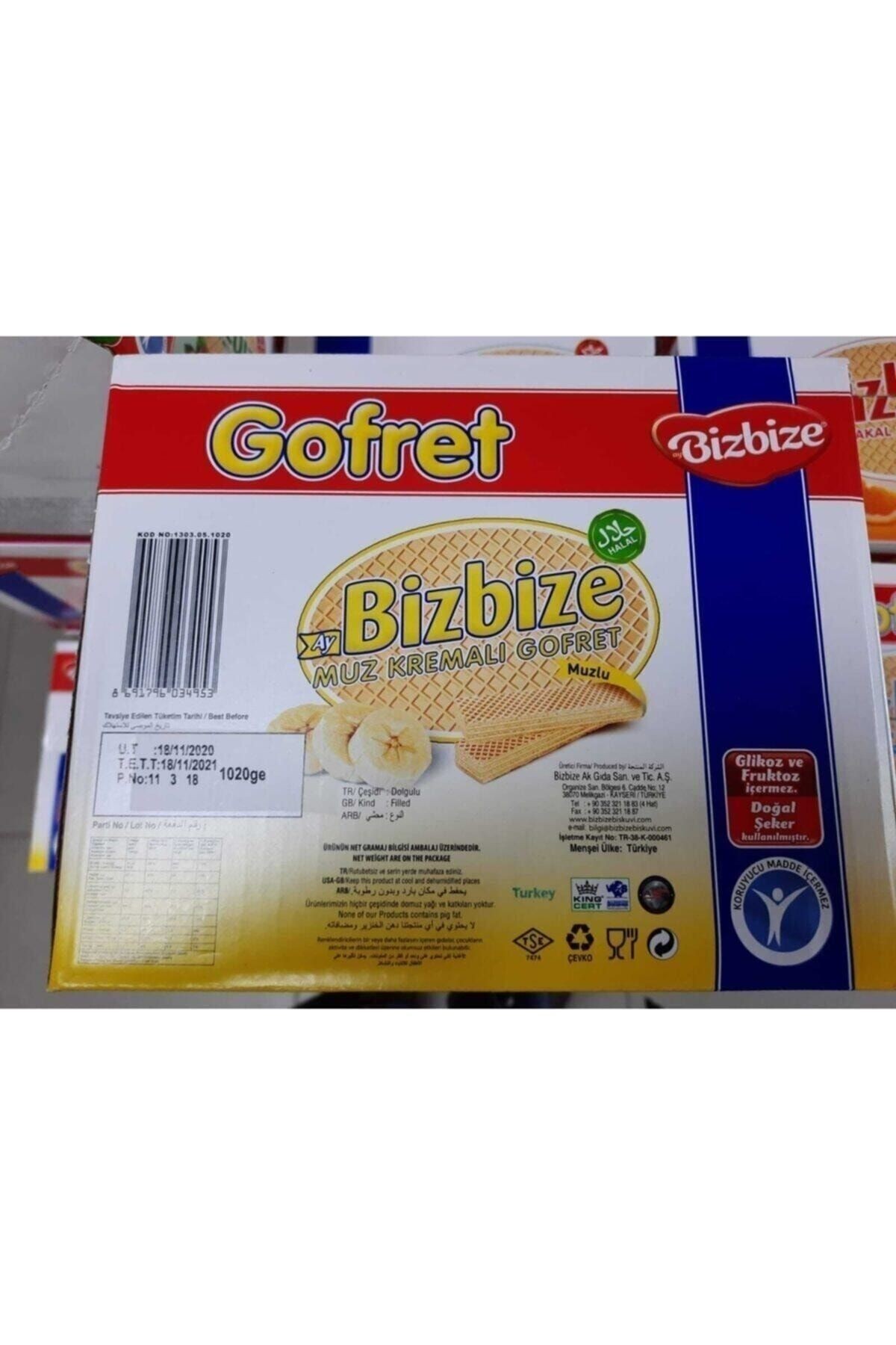 Gofret Muz Kremalı Gofret 1000 gr