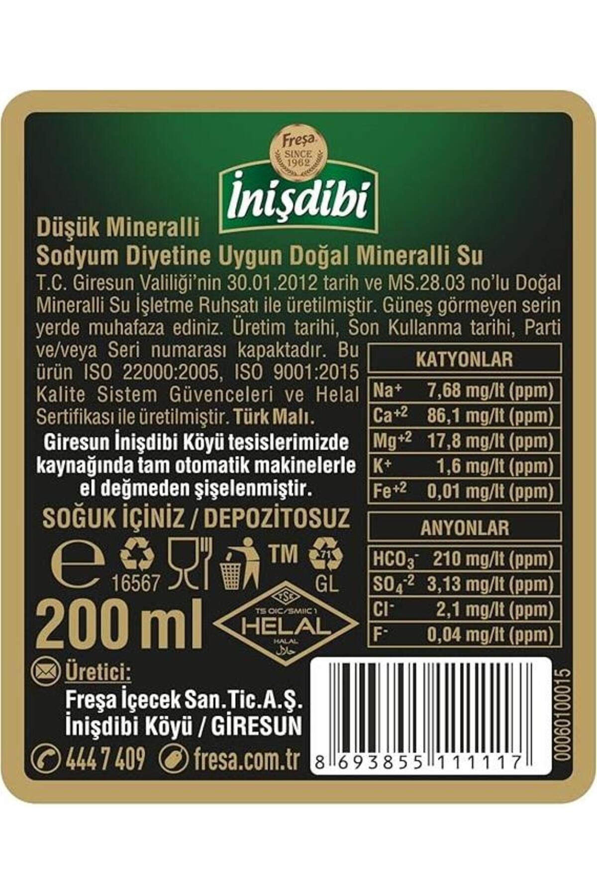 Freşa İnişdibi Doğal Maden Suyu 200 Ml X 6 Adet