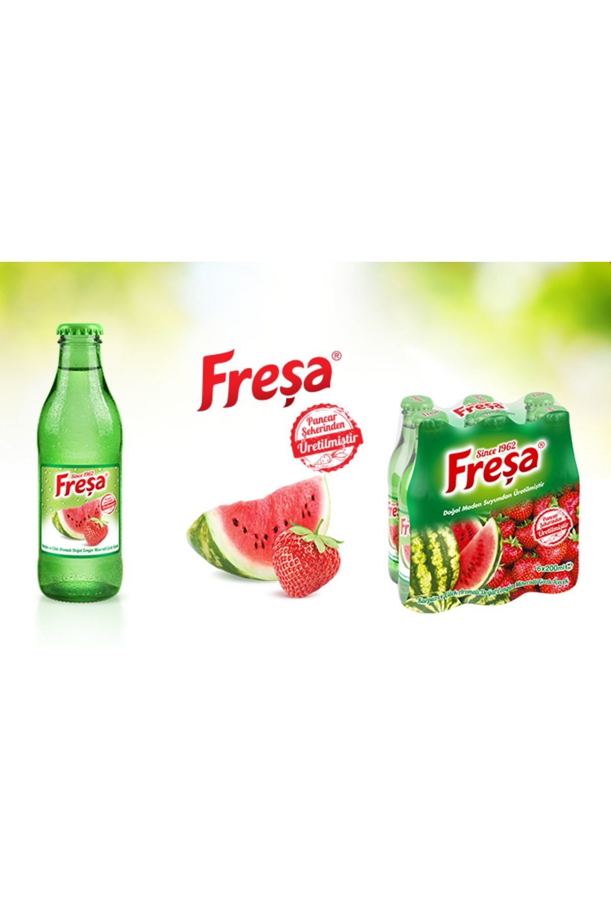 Freşa Karpuz Çilek Aromalı Maden Suyu 200 Ml X 6 Adet
